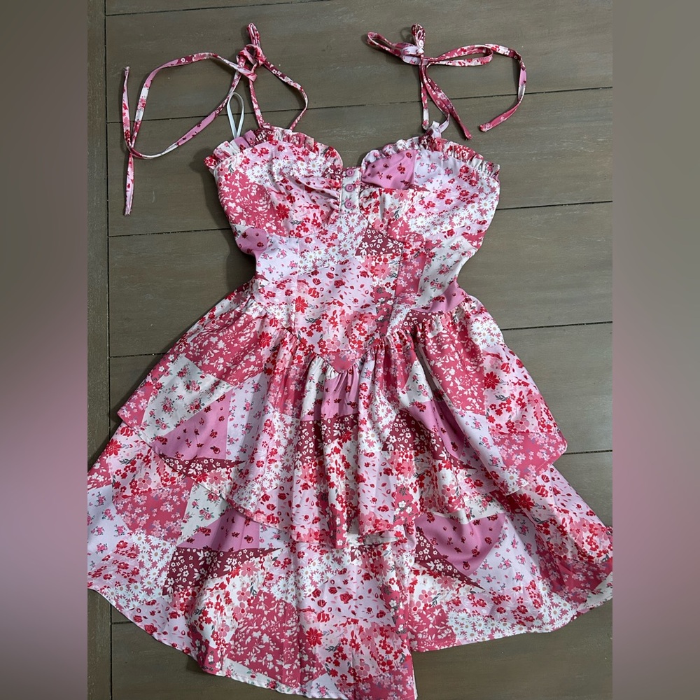 Shein pink floral minidress dress